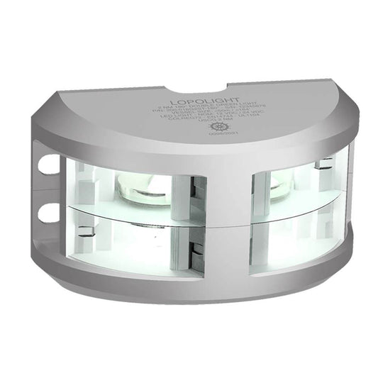 Suncoast Marine and Auto offers Lopolight Series 200-024 - Double Stacked Navigation Light - 2NM - Vertical Mount - White - Silver Housing [200-024G2ST]