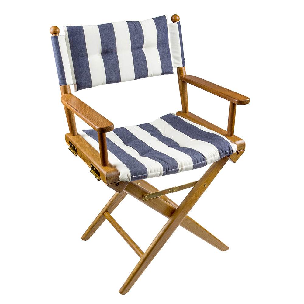 Suncoast Marine and Auto offers Whitecap Directors Chair w/Navy White Cushion - Teak [61040]