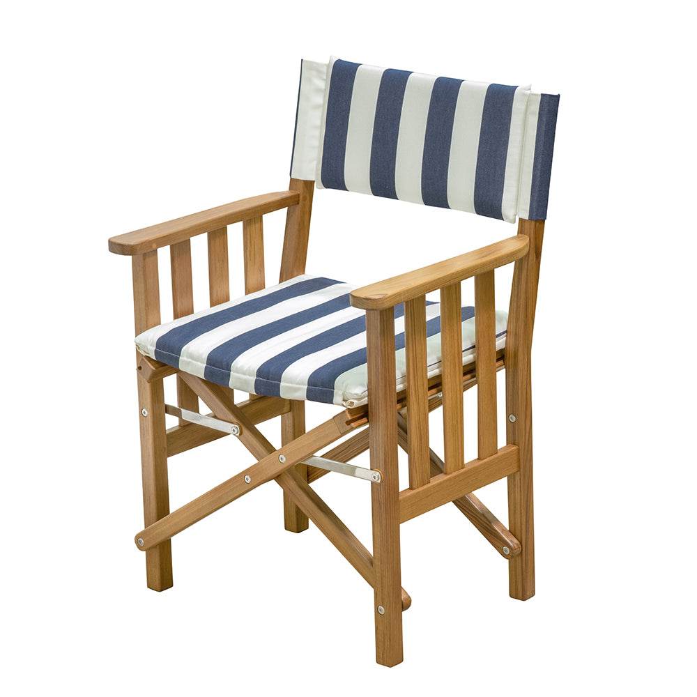 Suncoast Marine and Auto offers Whitecap Directors Chair II w/Navy White Cushion - Teak [61050]