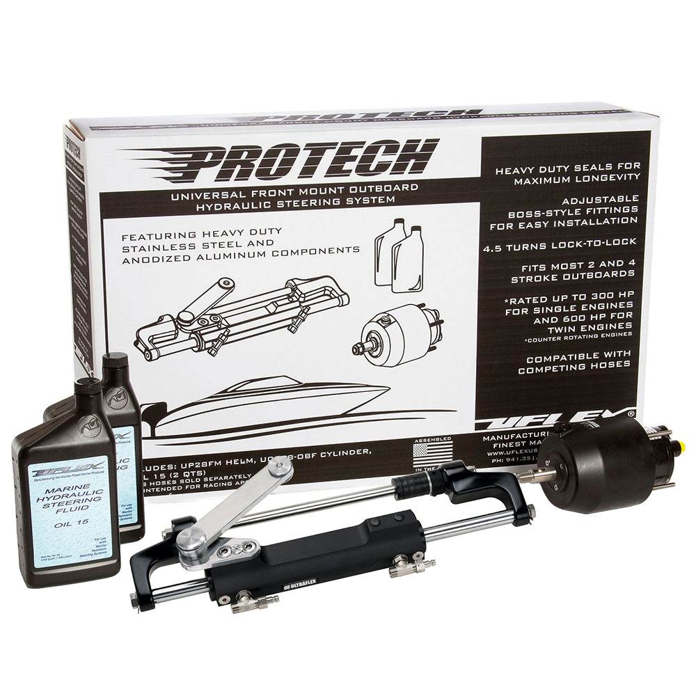 Suncoast Marine and Auto offers Uflex PROTECH 1.1 Front Mount OB Hydraulic System - Includes UP28 FM Helm, Oil UC128-TS/1 Cylinder - No Hoses [PROTECH 1.1]