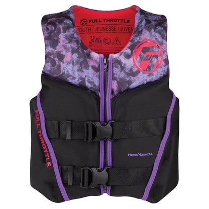 Suncoast Marine and Auto offers Full Throttle Youth Rapid-Dry Flex-Back Life Jacket - Pink/Black [142500-105-002-22]