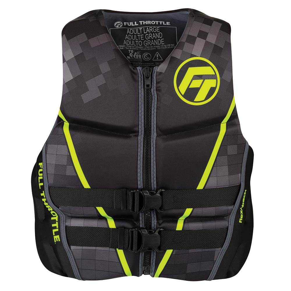 Suncoast Marine and Auto offers Full Throttle Mens Rapid-Dry Flex-Back Life Jacket - M - Black/Green [142500-400-030-22]