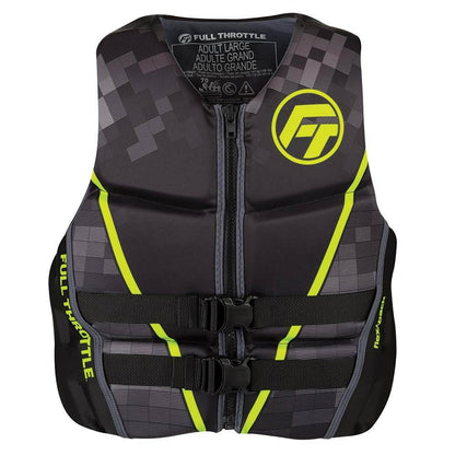 Suncoast Marine and Auto offers Full Throttle Mens Rapid-Dry Flex-Back Life Jacket - XL - Black/Green [142500-400-050-22]