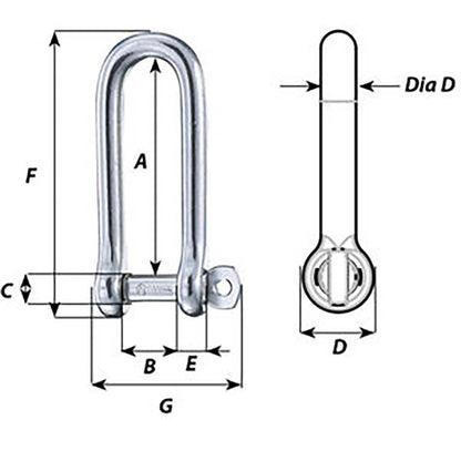 Suncoast Marine and Auto offers Wichard Captive Pin Long D Shackle - Diameter 4mm - 5/32" [01411]