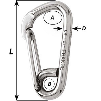 Suncoast Marine and Auto offers Wichard Asymmetric Carbine Hook - Length 60mm - 1/4" [02323]