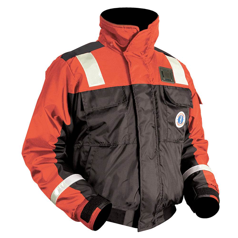 Suncoast Marine and Auto offers Mustang Classic Flotation Bomber Jacket w/Reflective Tape - Orange/Black - Small [MJ6214T1-33-S-206]