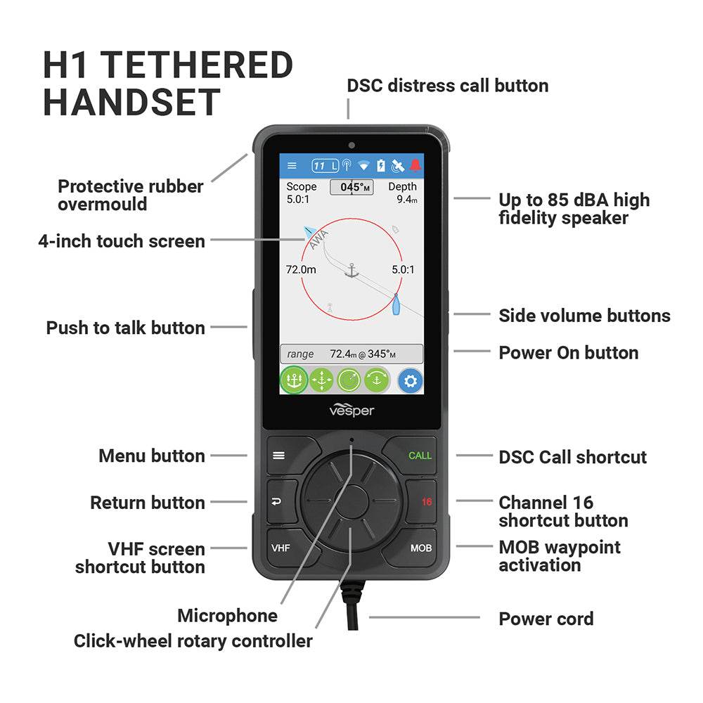 Suncoast Marine and Auto offers Vesper Cortex H1 Tethered Handset w/Non-Powered Cradle [010-02816-00]