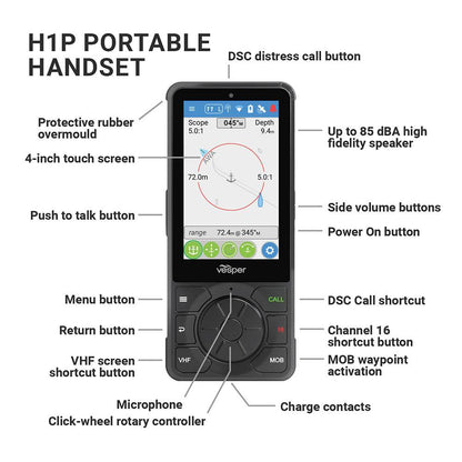 Suncoast Marine and Auto offers Vesper Cortex H1P Portable/Wireless/Rechargeable Handset w/Charging Cradle [010-02816-10]