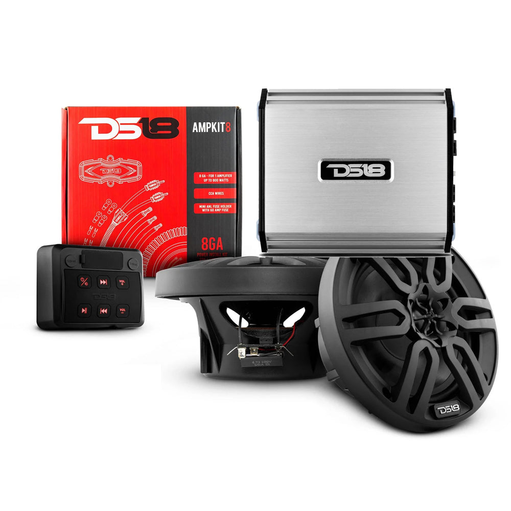 Suncoast Marine and Auto offers DS18 Golf Cart Package w/6.5" Black Speakers, Amplifier, Amp Kit Bluetooth Remote [6.5GOLFCART-BLACK]