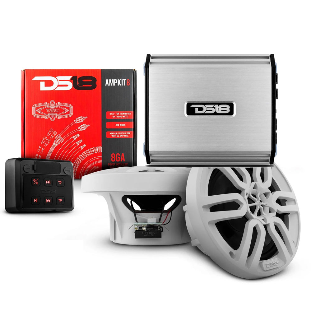 Suncoast Marine and Auto offers DS18 Golf Cart Package w/6.5" White Speakers, Amplifier, Amp Kit Bluetooth Remote [6.5GOLFCART-WHITE]