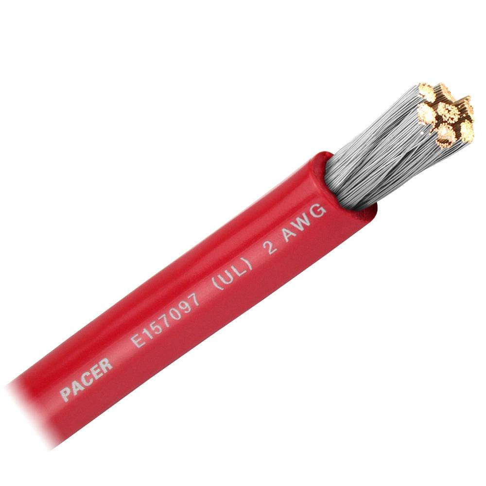 Suncoast Marine and Auto offers Pacer Red 2 AWG Battery Cable - Sold By The Foot [WUL2RD-FT]