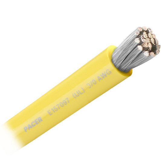 Suncoast Marine and Auto offers Pacer Yellow 3/0 AWG Battery Cable - Sold By The Foot [WUL3/0YL-FT]