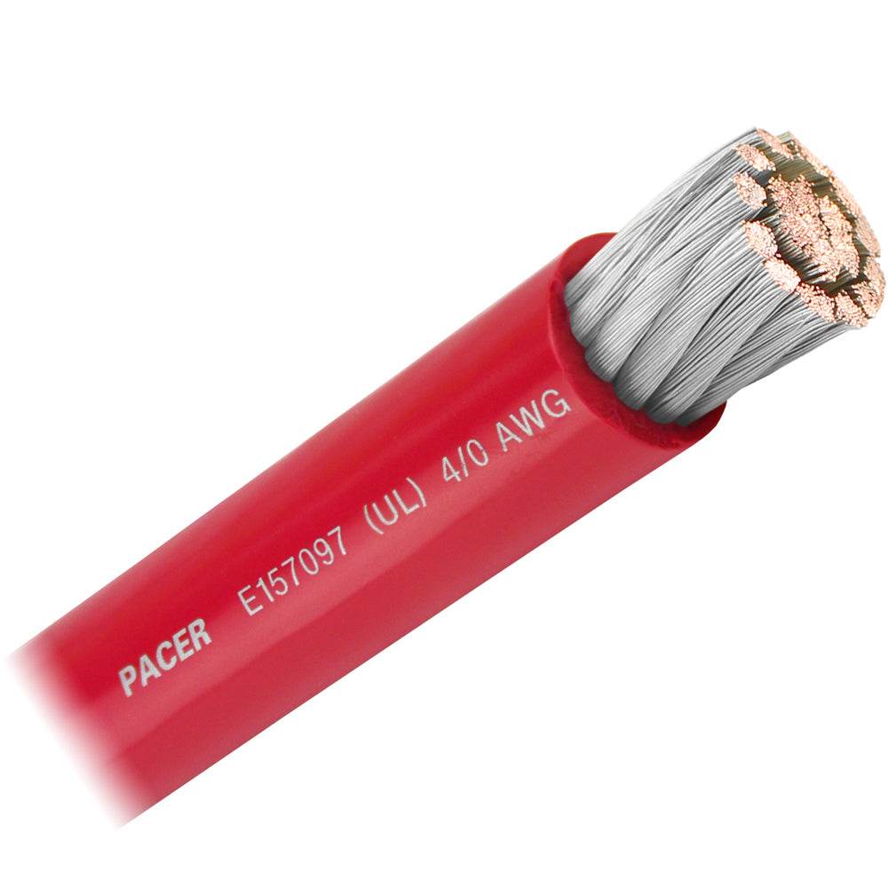 Suncoast Marine and Auto offers Pacer Red 4/0 AWG Battery Cable - Sold By The Foot [WUL4/0RD-FT]