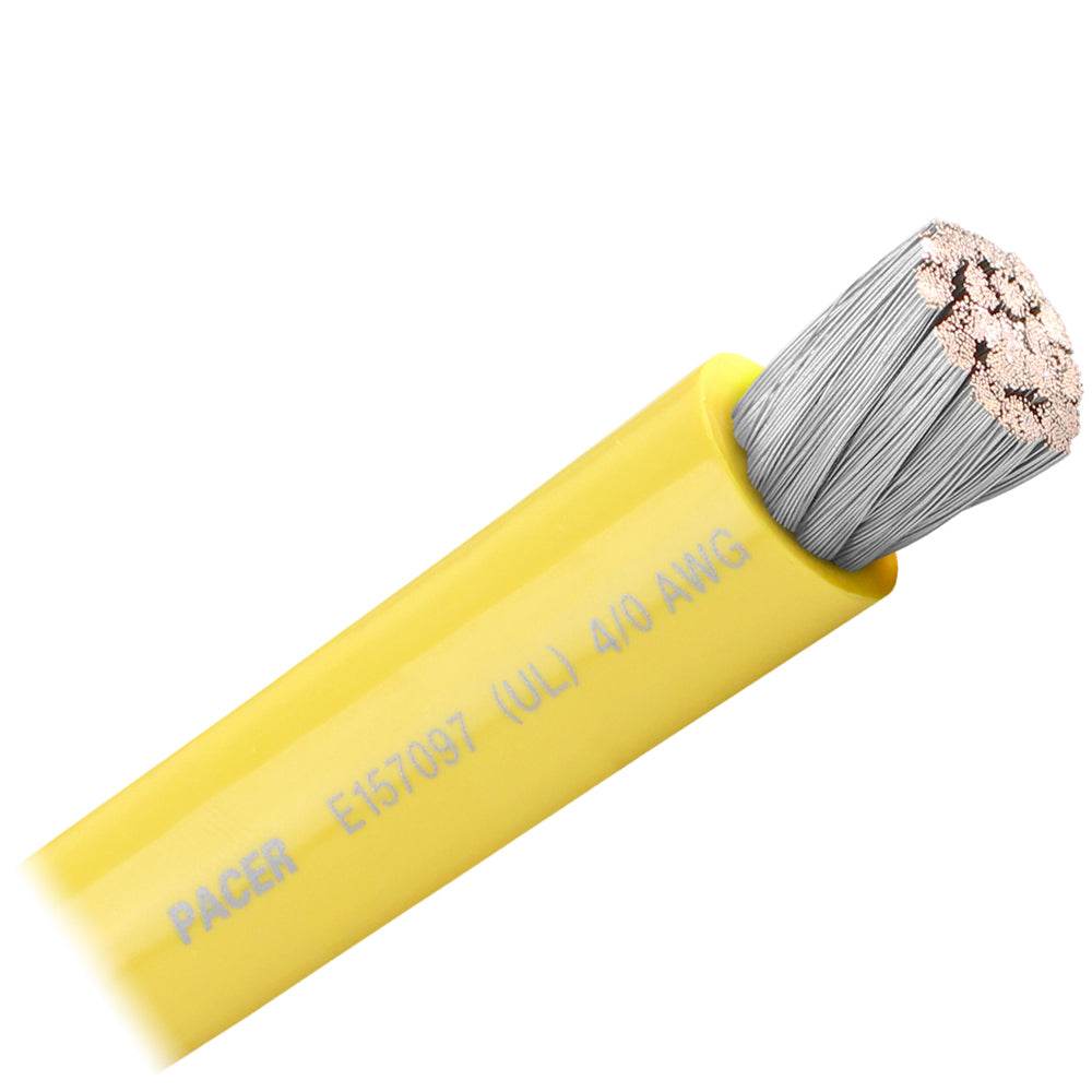 Suncoast Marine and Auto offers Pacer Yellow 4/0 AWG Battery Cable - Sold By The Foot [WUL4/0YL-FT]