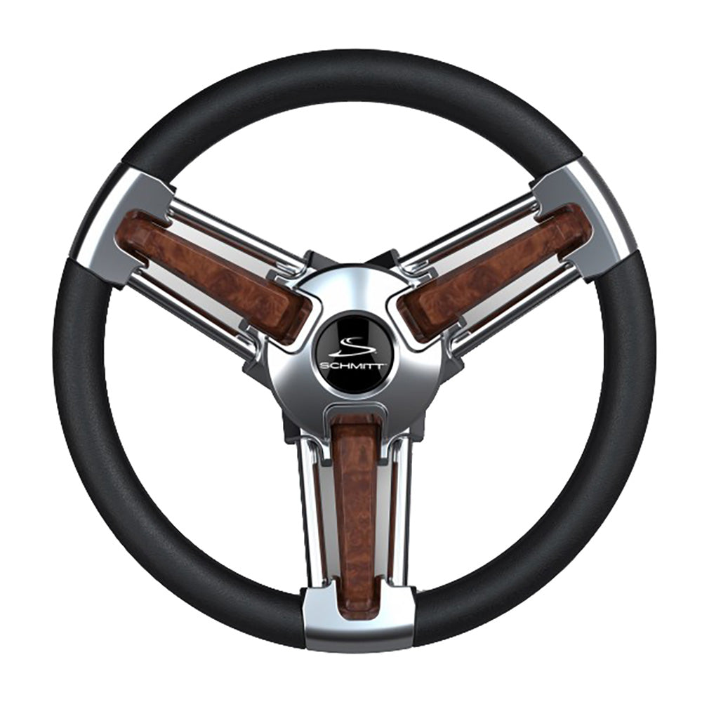 Suncoast Marine and Auto offers Schmitt Marine Burano Wheel 14" 3/4" Tapered Shaft Burl Polyurethane w/Stainless Spoke Includes Center Cap/Nut [PU105111-04R]