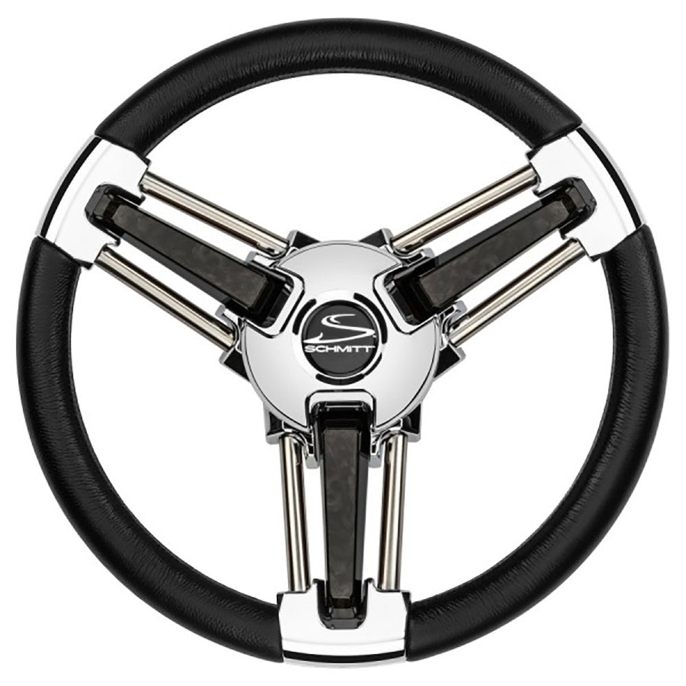 Suncoast Marine and Auto offers Schmitt Marine Burano Wheel 14" 3/4" Tapered Shaft Black Polyurethane w/Stainless Spoke Includes Center Cap/Nut [PU1051B1-04R]