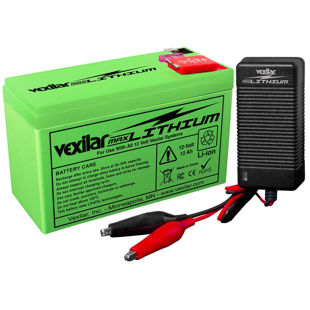 Suncoast Marine and Auto offers Vexilar 12V - 12 AH MAX Lithium Battery w/V-420L Rapid Charger [V-220L]