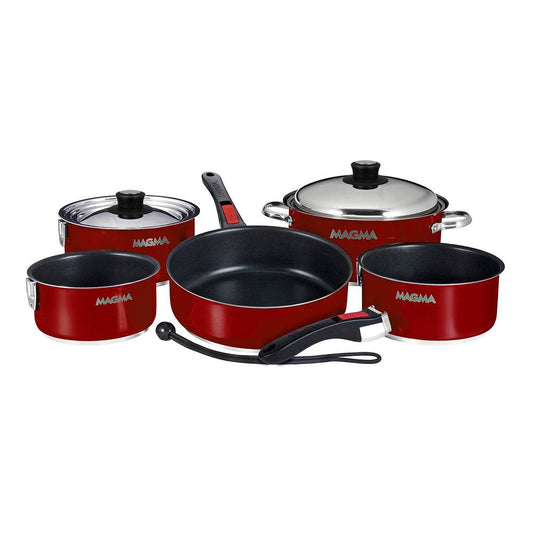 Suncoast Marine and Auto offers Magma Nestable 10 Piece Induction Non-Stick Enamel Finish Cookware Set - Magma Red [A10-366-MR-2-IN]