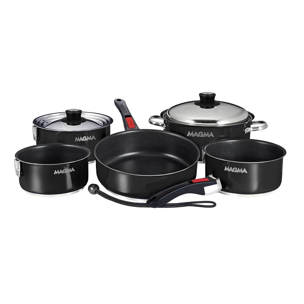 Suncoast Marine and Auto offers Magma Nestable 10 Piece Induction Non-Stick Enamel Finish Cookware Set - Jet Black [A10-366-JB-2-IN]