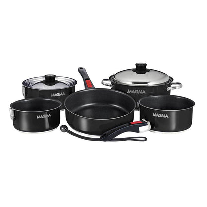 Suncoast Marine and Auto offers Magma Nestable 10 Piece Induction Non-Stick Enamel Finish Cookware Set - Jet Black [A10-366-JB-2-IN]