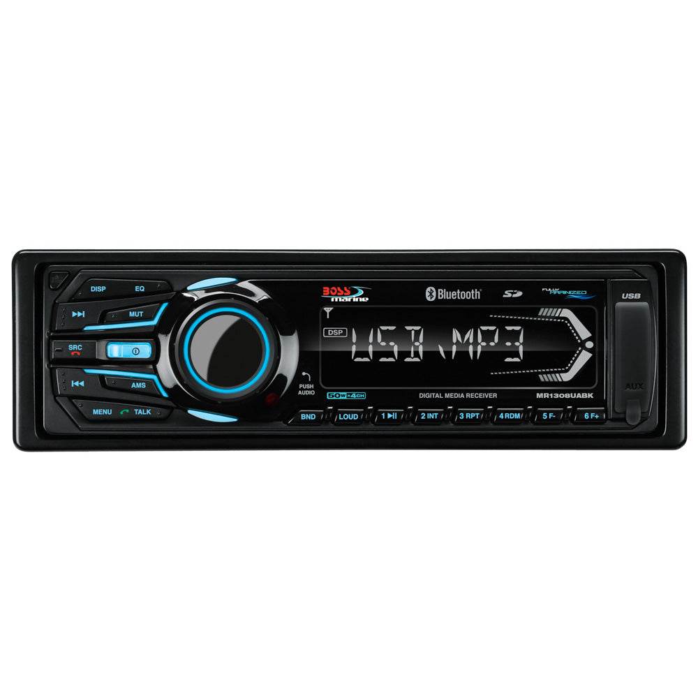 Suncoast Marine and Auto offers Boss Audio MR1308UABK Bluetooth - Fully Marinized MP3-Compatible Digital Media Receiver w/USB SD Memory Card Ports Aux Input [MR1308UABK]