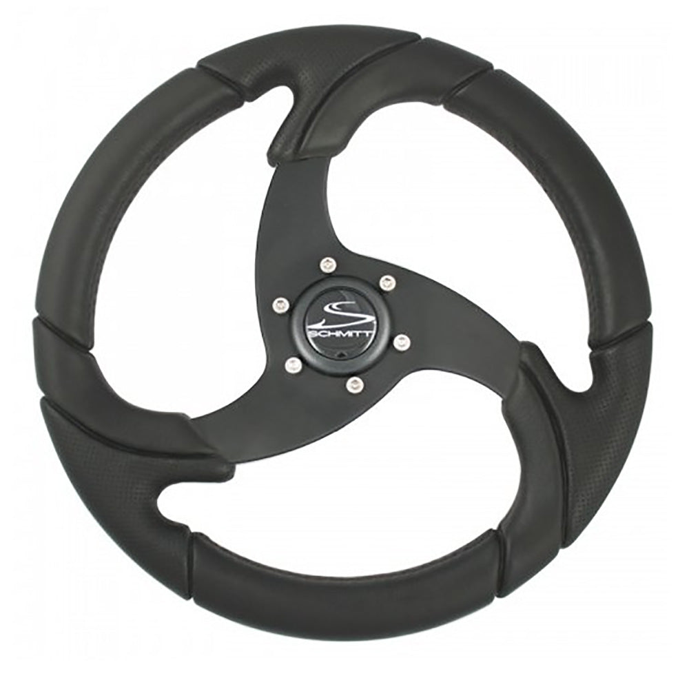 Suncoast Marine and Auto offers Schmitt Marine Folletto 14.2" Wheel - Black Polished Polyurethane - 3/4" Tapered Shaft w/Black Center Cap [PU026104-R]