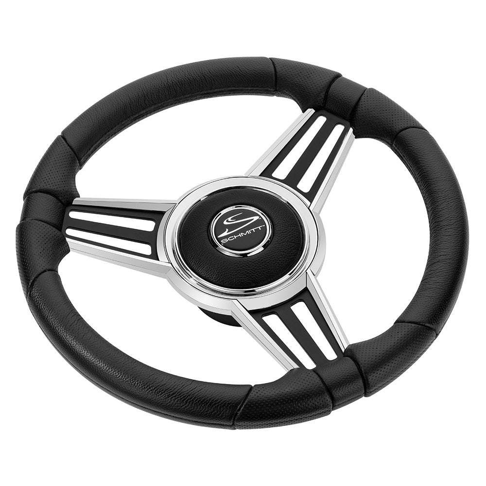 Suncoast Marine and Auto offers Schmitt Marine PU30 14" Wheel - Chrome Cap Spoke Inserts - Black Spokes - 3/4" Tapered Shaft [PU301404-44]