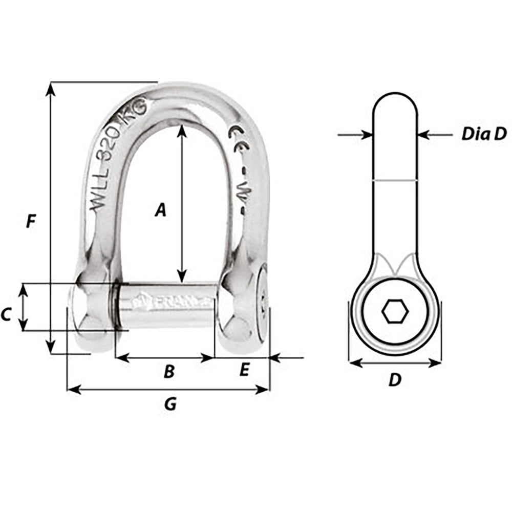 Suncoast Marine and Auto offers Wichard Self-Locking Allen Head Pin D Shackle - 6mm Diameter - 1/4" [01303]