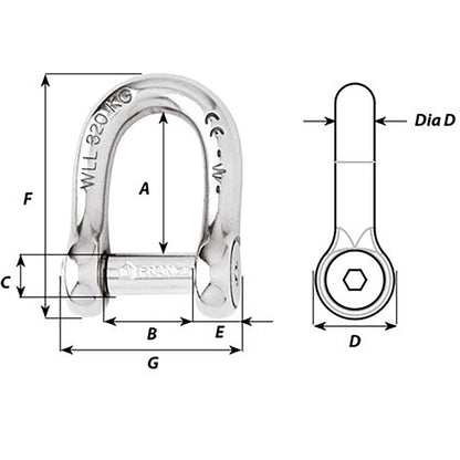 Suncoast Marine and Auto offers Wichard Self-Locking Allen Head Pin D Shackle - 8mm Diameter - 5/16" [01304]