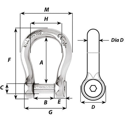 Suncoast Marine and Auto offers Wichard Self-Locking Allen Head Pin Bow Shackle - 8mm Diameter - 5/16" [01344]