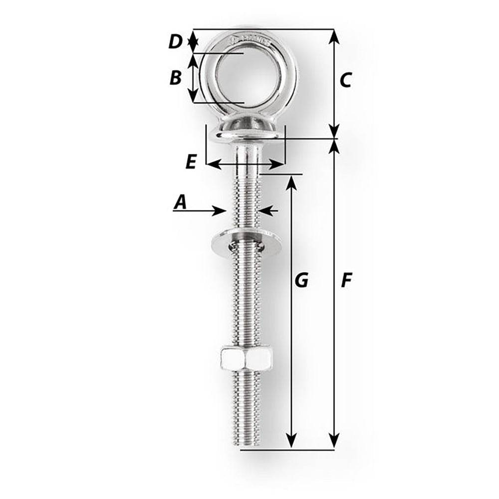 Suncoast Marine and Auto offers Wichard Eye Bolt - M10 x 150mm - Length 100mm [06495]