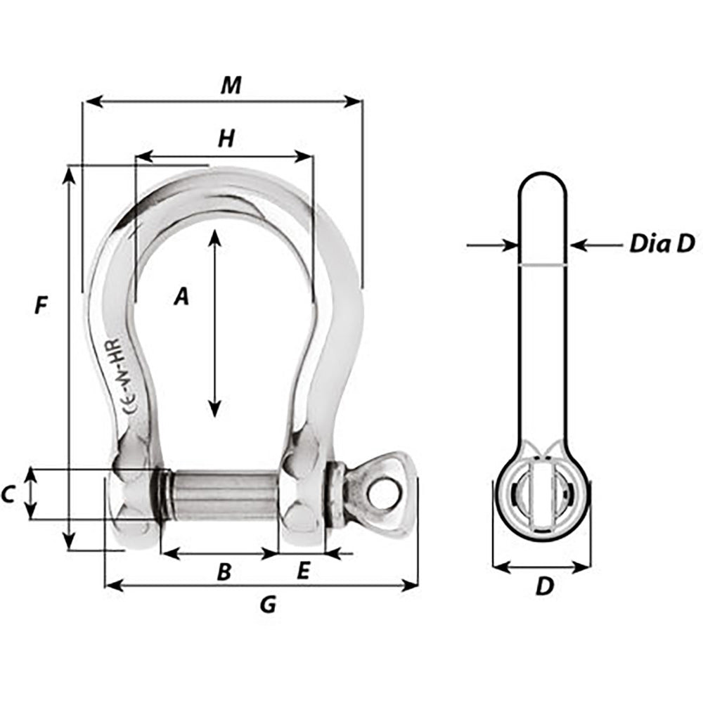 Suncoast Marine and Auto offers Wichard HR Bow Shackle - 14mm Diameter - 35/64" [11240]