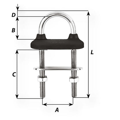 Suncoast Marine and Auto offers Wichard Black Watertight U-bolt - 5mm Diameter - 13/64" - 60mm Length - 2-23/64" [65321]