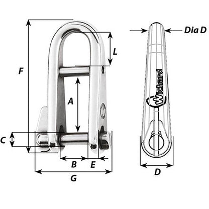 Suncoast Marine and Auto offers Wichard HR Key Pin Shackle With Bar - 8mm Pin Diameter [91434]