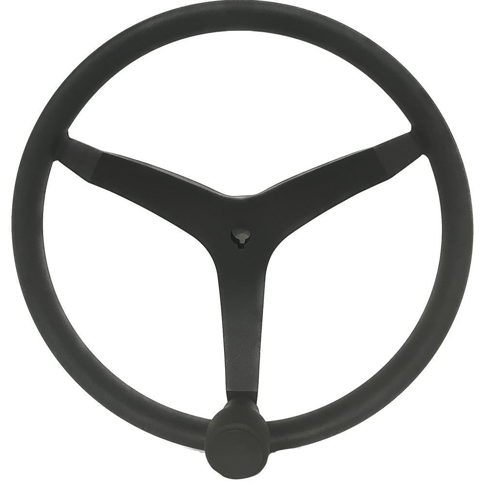 Suncoast Marine and Auto offers Uflex - V46 - 13.5" Stainless Steel Steering Wheel w/Speed Knob - Black [V46B]