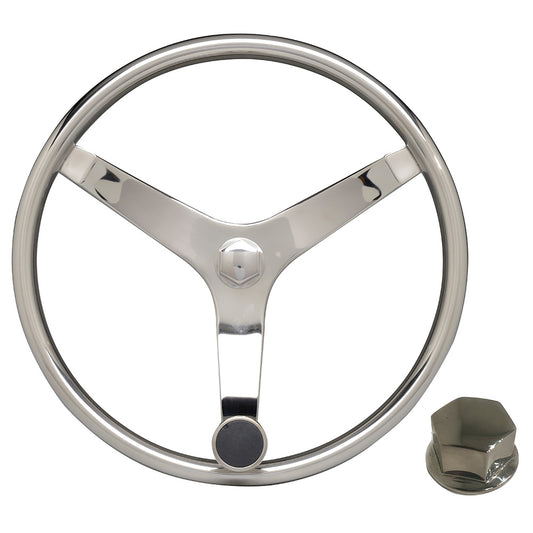 Suncoast Marine and Auto offers Uflex - V46 - 13.5" Stainless Steel Steering Wheel w/Speed Knob Chrome Nut [V46 KIT]