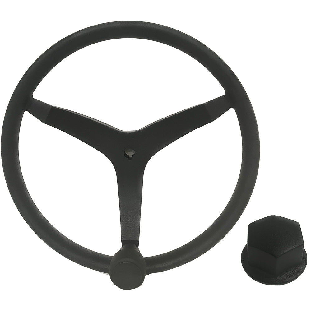 Suncoast Marine and Auto offers Uflex - V46 - 13.5" Stainless Steel Steering Wheel w/Speed Knob Chrome Nut - Black [V46B KIT]