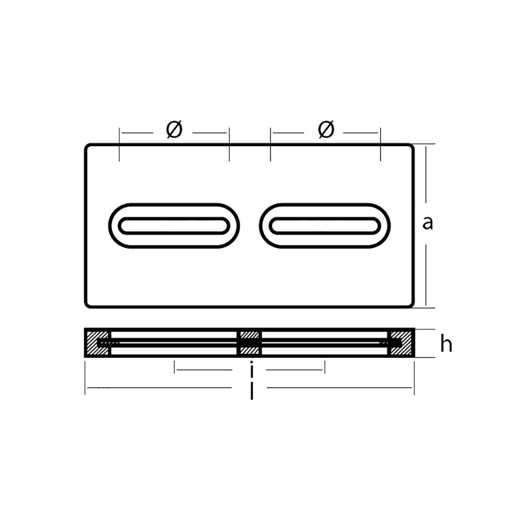 Suncoast Marine and Auto offers Tecnoseal Rectangular Zinc Plate Anode w/Inserts - 12" x 6" x 1" [TEC-DIVERSD]