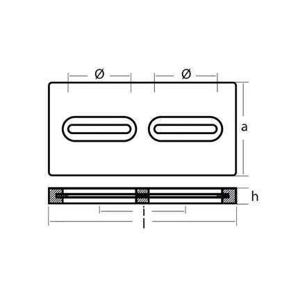 Suncoast Marine and Auto offers Tecnoseal Rectangular Zinc Plate Anode w/Inserts - 12" x 6" x 1" [TEC-DIVERSD]