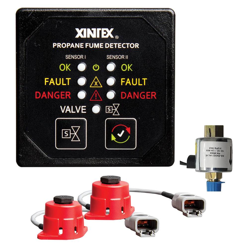 Suncoast Marine and Auto offers Fireboy-Xintex Propane Fume Detector, 2 Channel, 2 Sensors, Solenoid Valve Control 20 Cable - 24V DC [P-2BS-24-R]