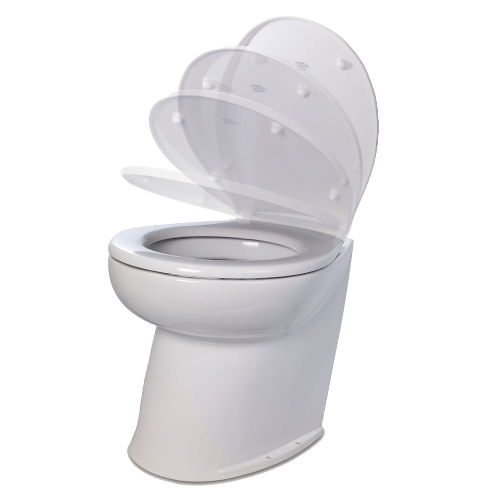 Suncoast Marine and Auto offers Jabsco Deluxe Flush 17" Angled Back 12V Freshwater Electric Marine Toilet w/Solenoid Valve Soft Close Lid [58020-3012]