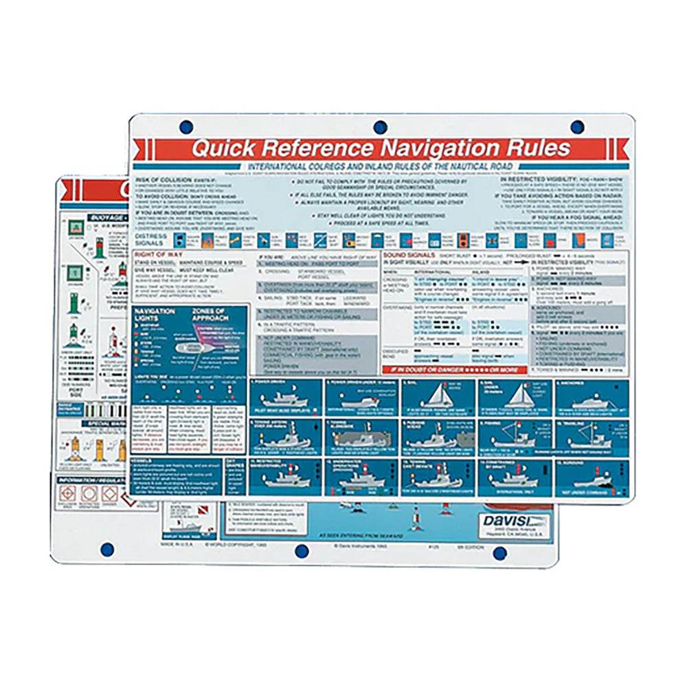 Suncoast Marine and Auto offers Davis Quick Reference Navigation Rules Card [125]