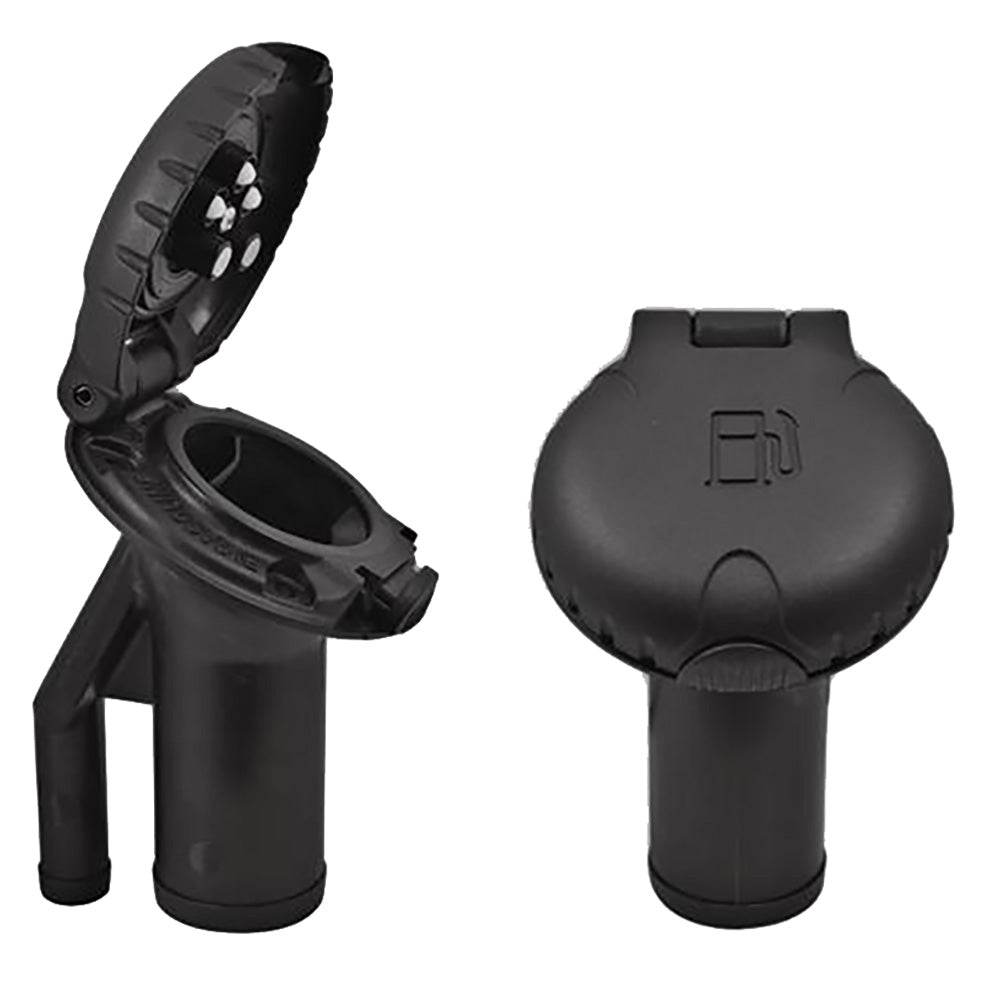 Suncoast Marine and Auto offers Attwood Deck Fill f/Pressure Relief Systems - Angled Body Scalloped Black Plastic Cap [99DFPVAB1S]