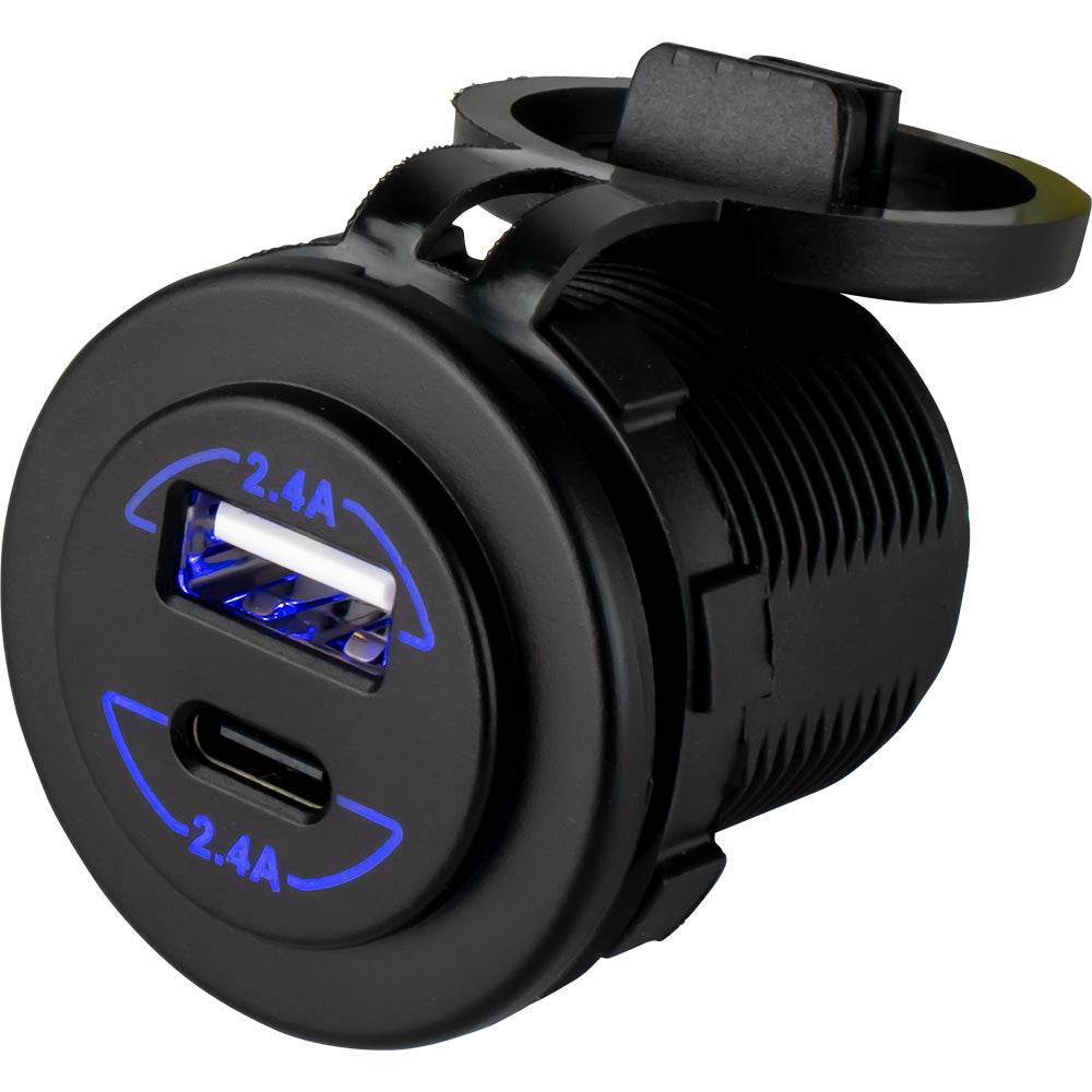 Suncoast Marine and Auto offers Sea-Dog Round Dual USB USB-C Power Socket [426516-1]