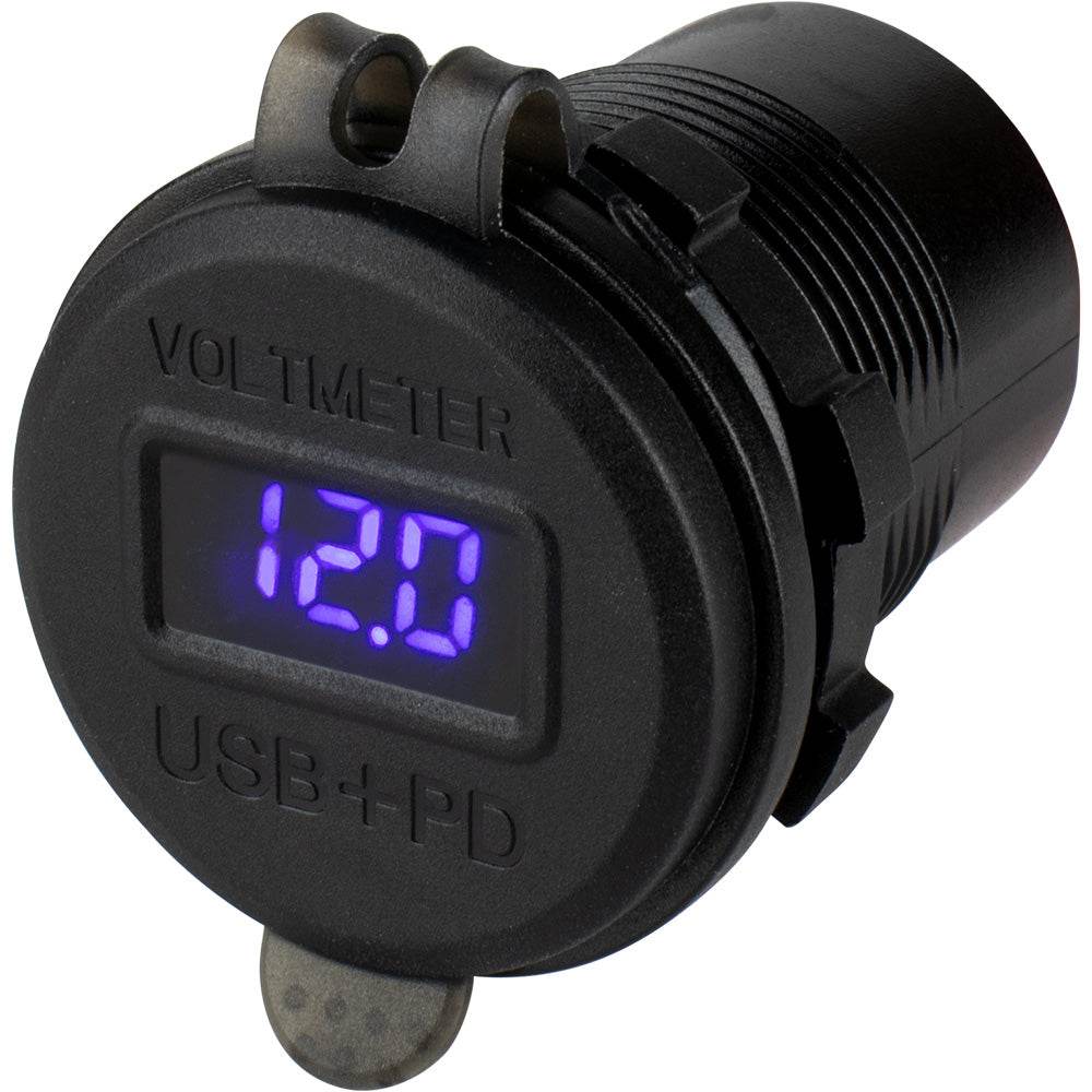 Suncoast Marine and Auto offers Sea-Dog Round USB USB-C Power Socket w/Hidden Voltmeter [426518-1]