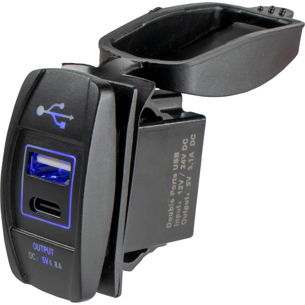 Suncoast Marine and Auto offers Sea-Dog USB USB-C Rocker Switch Style Power Socket [426521-1]