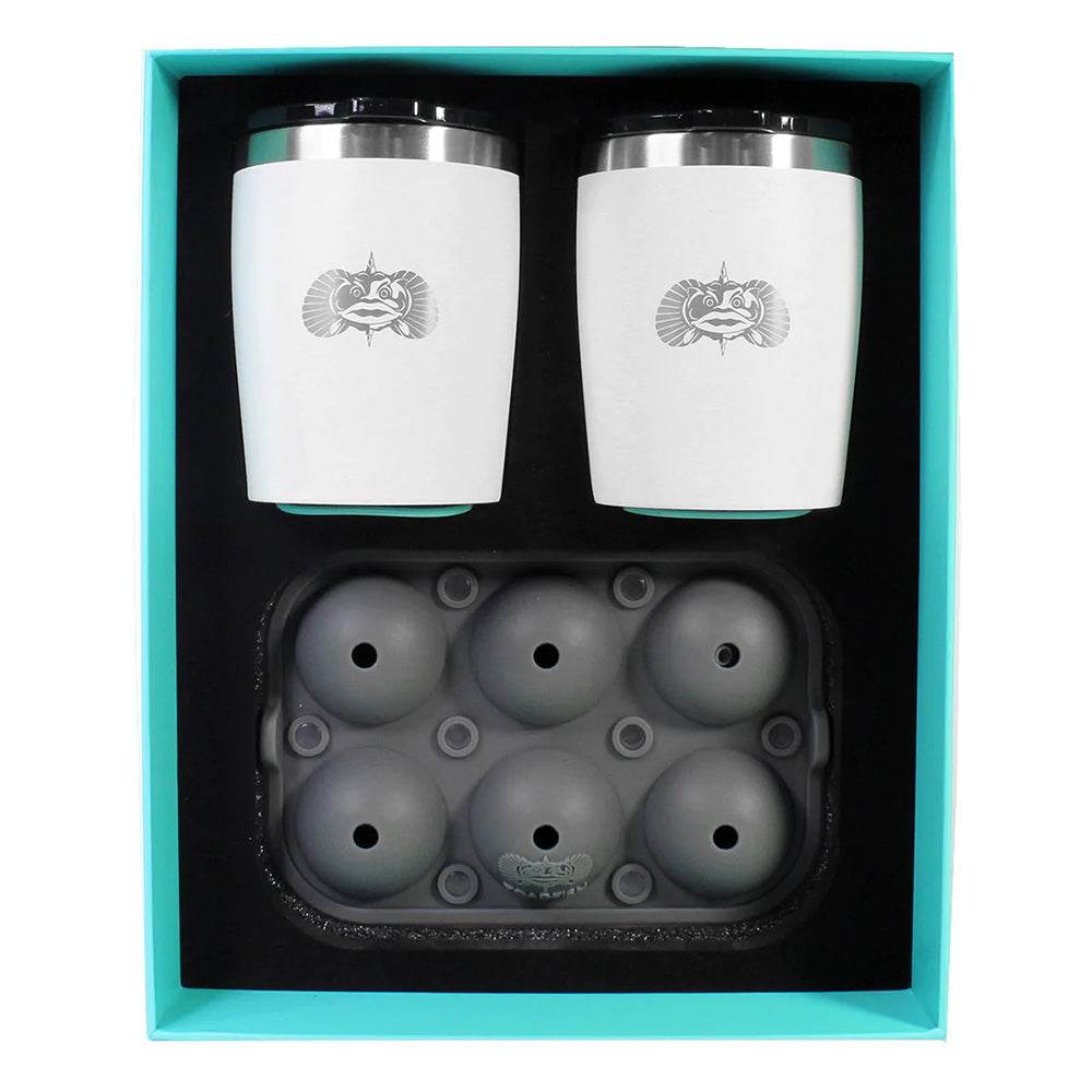 Suncoast Marine and Auto offers Toadfish Non-Tipping 10oz White Rocks Tumblers w/Ice Ball Tray - 2 Tumblers [1119]