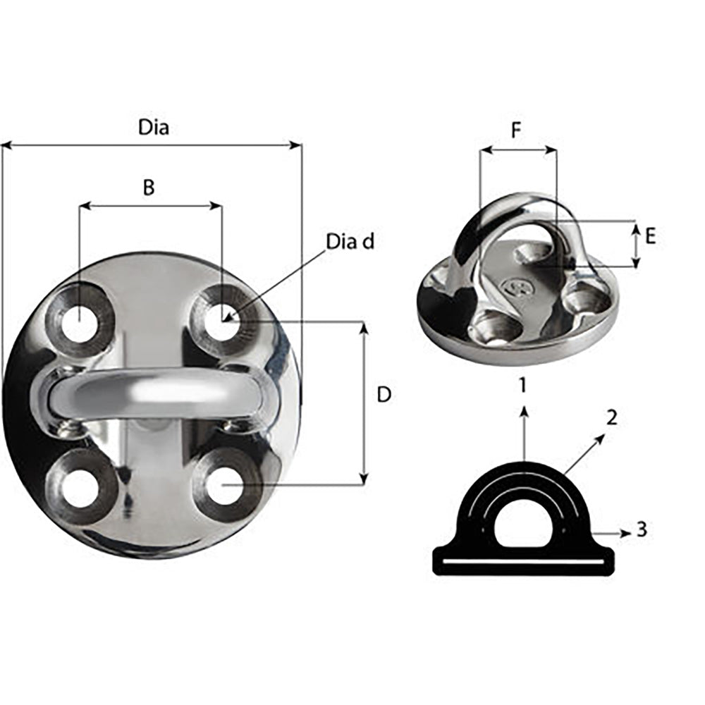 Suncoast Marine and Auto offers Wichard Round Pad Eye - 57mm Diameter (2-1/4") - Fixed [6635]