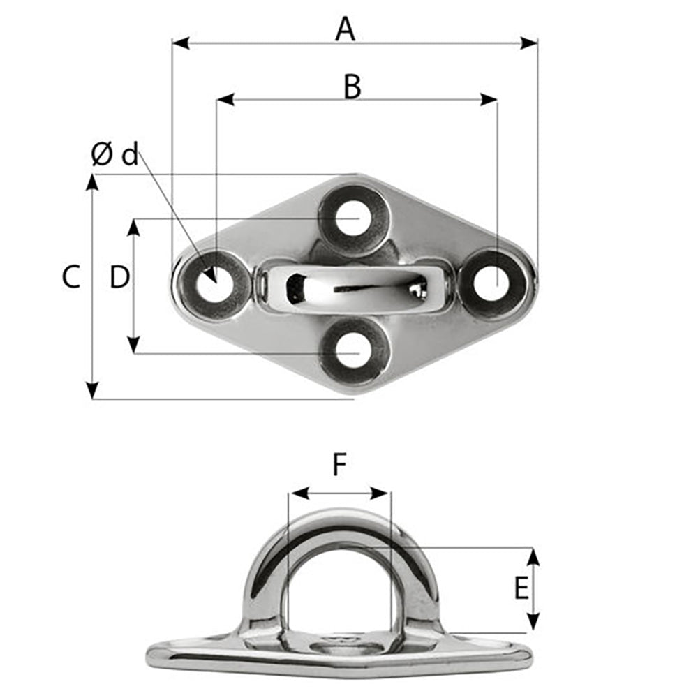 Suncoast Marine and Auto offers Wichard Diamond Pad Eye - Round - 60mm Length (2-23/64") - M5 Screw [6644]