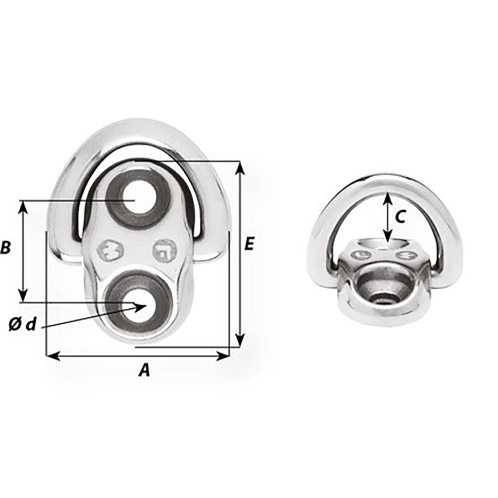 Suncoast Marine and Auto offers Wichard Folding Pad Eye - 6mm Diameter (15/64") - 2 Fixed Holes [6684]